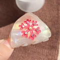 Schicker Katzenohr-Haarclip mit rosa Schneeflocke und funkelnden bunten Strasssteinen - 5cm / Beerenrot
