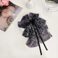 Elegante pinza per capelli con fiocco in chiffon nero e motivo floreale chic - Lavanda