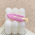 Pink wavy acrylic hair clip with golden metal duckbill base for daily hairstyling - Rose Red