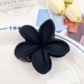 Elegant matte black plumeria hair claw clip with a refined minimalist floral design - Black