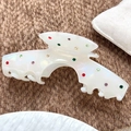 Pince à cheveux élégante en acétate blanc avec strass colorés et fini perlé - Style en U Profilé / 11.2cm