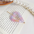 Pinza para el pelo corazón de acetato mármol rosa con letras doradas y perlas - 7cm / Púrpura Metálico