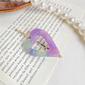 Purple gradient acetate heart hair clip with gold metal base and handmade lettering - 7cm / Iridescent Blue Purple