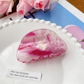 Pink marble texture acrylic hair claw clip with elegant gloss for women's hairstyles - 8cm / Berry Red