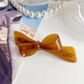 Fermaglio per capelli a fiocco in acetato ambra con scritte dorate ed elegante - 9.5CM / Marrone