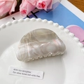 Elegant semi-circle hair claw clip with grey marble pattern and acetate finish for women - 8cm / Grey Green