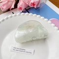 Elegant green marble acetate hair claw clip on a white decorative tray with roses - 8cm / Light Green