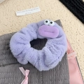 Cute purple plush scrunchie with cartoon eyes and thick lips accessory for hair - Thick Lips Purple