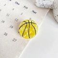 Small basketball pattern cellulose acetate hair claw with yellow marble finish for girls - Yellow Basketball