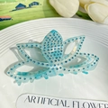 Pinza para el pelo con flor de loto en mármol azul y diamantes de imitación - Azul Índigo