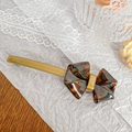 French retro tortoiseshell acetate bow hair clip with gold handmade metal base - Golden Brown (12cm)