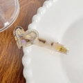 Haarklammer aus Acetat in Creme-Marmor mit Herz-Strasssteinen und Gold-Finish - Goldgrau