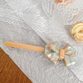 French bow hair clip in peach and marble green acetate with gold logo branding - Blue Orange (12cm)