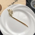 Chinese style golden dragon hairpin with elegant floral leaf top design for women's hair - Lotus Style