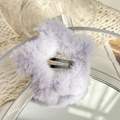 Lindo pasador de pelo de estrella de felpa morada clara con piel sintética suave y clip - Púrpura Taro 6.5CM