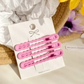 Set of 3 pink wave-shaped hair clips with premium matte finish on display card - 6cm / Pink Purple