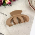 Matte brown oversized wave hair claw clip for thick hair with French aesthetic style - Pumpkin Coffee
