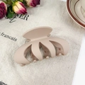 Matte beige oversized wave hair claw clip for thick hair styling and elegant updos - Pumpkin Milk Coffee
