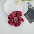 Elegant wine red velvet scrunchie with silver rhinestones for French style hairstyles - Small / Burgundy
