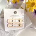 Lot de barrettes à cheveux ondulées couleur thé au lait sur carte de présentation - 6cm / Crème