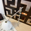 Silver dragon hair pin with bamboo texture and green beads tassels in vintage style - Bamboo Jade Tassel Style
