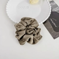Elegant deep coffee velvet scrunchie featuring delicate silver rhinestones detail - Small / Brown