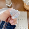 Pince à cheveux cœur en acétate avec motif de marbre bleu et blanc en résine de qualité - Bleu Nuage