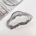 Pinza per capelli grigio fumo trasparente a forma di onda con molla in metallo dorato - Tondo Irregolare 11.5CM