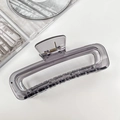 Pinza per capelli rettangolare moderna grigio fumo traslucido con molla dorata - Rettangolo Grande 13CM