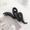 Matte black oversized wave hair claw clip for thick hair stylish accessory - Curved Black