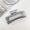 Translucent smoky grey rectangular hair claw clip with gold spring for women - Rectangle 10.5cm