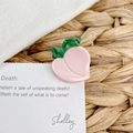 Mini molletta per capelli in acetato a forma di pesca rosa con foglie verdi - 3cm / Pesca