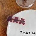 Deep burgundy teddy bear hair clip with gold Barrette La France text for side styling - Bear-Wine Red