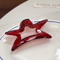 Pince à cheveux étoile rouge foncé translucide en résine de haute qualité - Style Grande Étoile