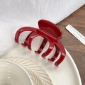 Glossy burgundy red large hair claw clip for women made of durable PC plastic material - Burgundy