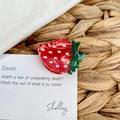 Mini molletta per capelli in acetato a forma di fragola rossa con dettagli verdi - 3cm / Fragola