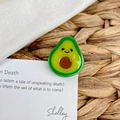 Mini pince à cheveux avocat en acétate avec visage souriant et finition vert brillant - 3cm / Avocat