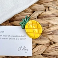 Mini pince à cheveux en acétate en forme d'ananas jaune avec détail de feuille - 3cm / Ananas