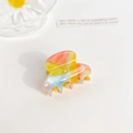 Pince à cheveux marbrée colorée en acétate avec une finition en résine pastel - 3cm / Multicolore