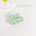Petite pince à cheveux en acétate avec motif marbré bleu élégant sur vert clair - 3cm / Vert Haricot Clair