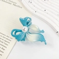 Blue gradient butterfly hair claw clip with pearl embellishment and elegant finish - Pearl Blue