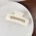Pinza per capelli rettangolare in acrilico color crema dal design minimalista - Grande / Bianco