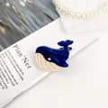 Bonita pinza para el pelo de ballena azul y crema en acetato brillante premium - Pequeña Ballena