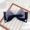 Pince à cheveux élégante en résille violette et noire avec nœuds et cristaux de cœur - Cœur Noir