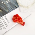 Pince à cheveux homard mignonne en résine rouge avec contours dorés et paillettes - Écrevisse