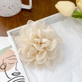 Elegant cream fabric flower hair claw clip with subtle gold silk thread details - Milk Coffee