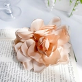 Pince à cheveux fleur en satin champagne élégante avec bordure contrastée sur un magazine - Grand (10cm) / Marron