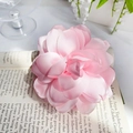 Pink silk floral hair claw clip shown on a vintage book page as a stylish accessory - Large (10cm) / Pink