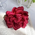 Elegant deep red satin flower hair claw clip with multi-layered silk petals - Large (10cm) / Red