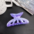 Elegant purple marble acrylic hair claw clip with white pearls on textured background - Fantasy Blue
